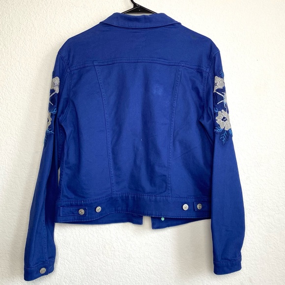 LuLaRoe Blue Kenny Floral Embroidered Jacket SZ M - Picture 4 of 9